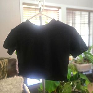 🖤5/$25🐝 Girls' 90 Degree  Cropped Black Athleisure Tee Shirt Lightweight Knit